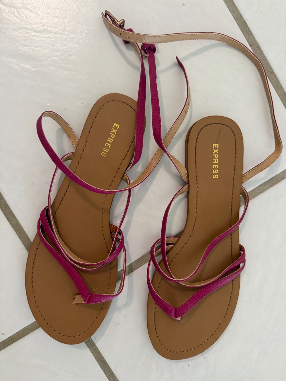 Express Women's Magenta Strappy Wrap Sandals